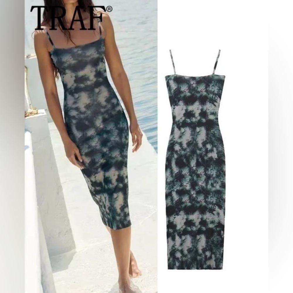 ZARA Tie dye print knit strapless dress 6427/103